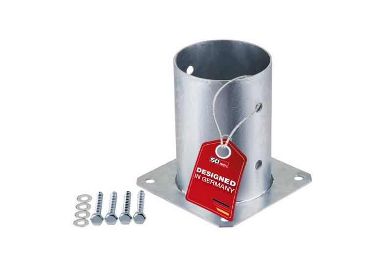 SO-TECH® Pfostenträger für Rundholz, zum Aufschrauben, aus Stahl feuerverzinkt, (1-St), Höhe 152 mm, Gartenpfosten Durchmesser 100 mm, mit Schrauben von SO-TECH®
