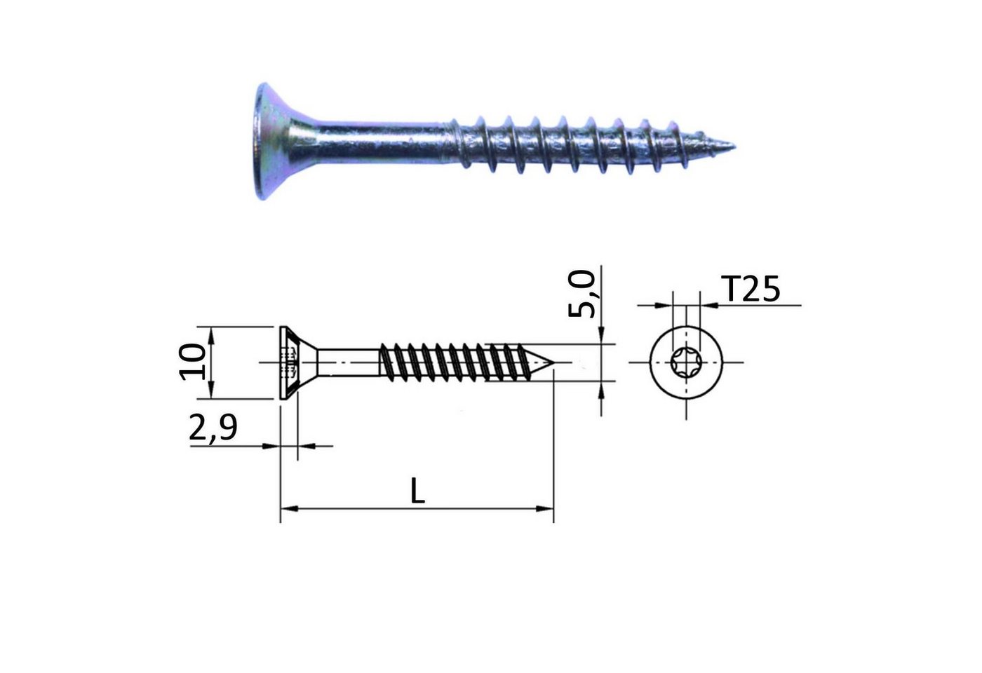 SO-TECH® Schraube JD Spanplattenschrauben Ø 5,0 mm I-Stern (Torx), (100 St) von SO-TECH®