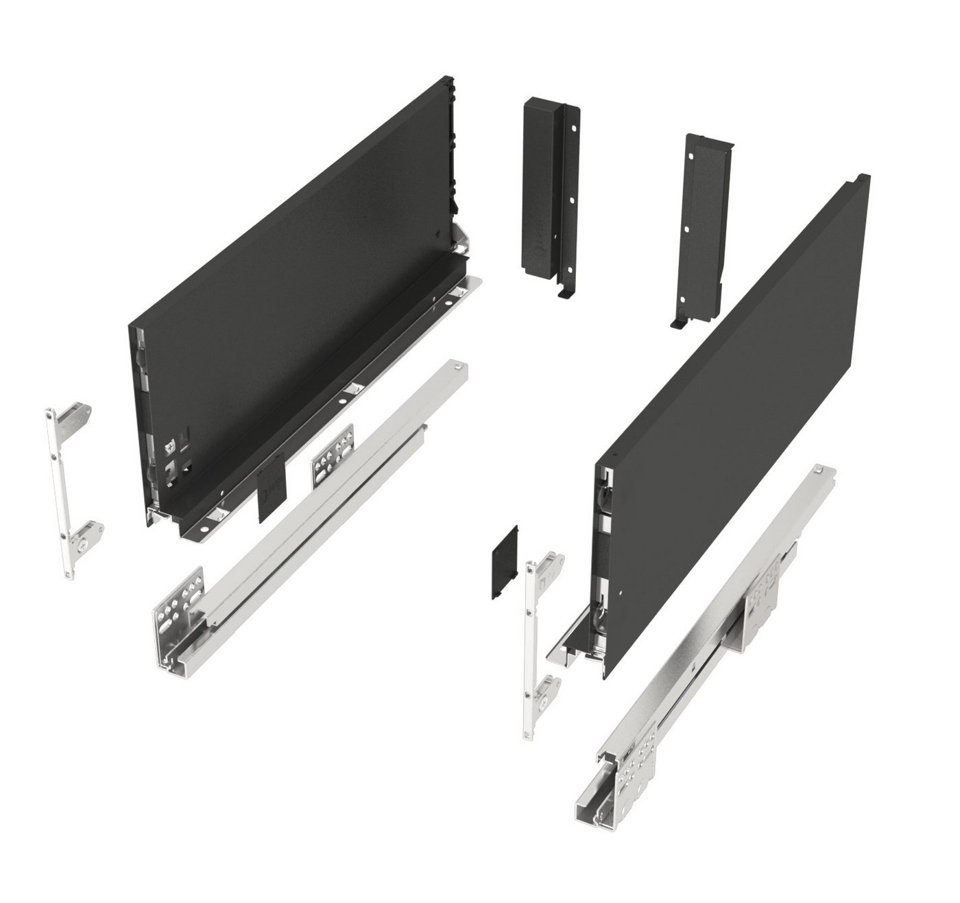 SO-TECH® Schubkasten Schubladensystem JUNKER SLIM anthrazit H: 167 mm bis 40 kg belastbar, SoftClose, mit 13 mm schlanken Schubladenzargen, Nennlänge 500 mm von SO-TECH®