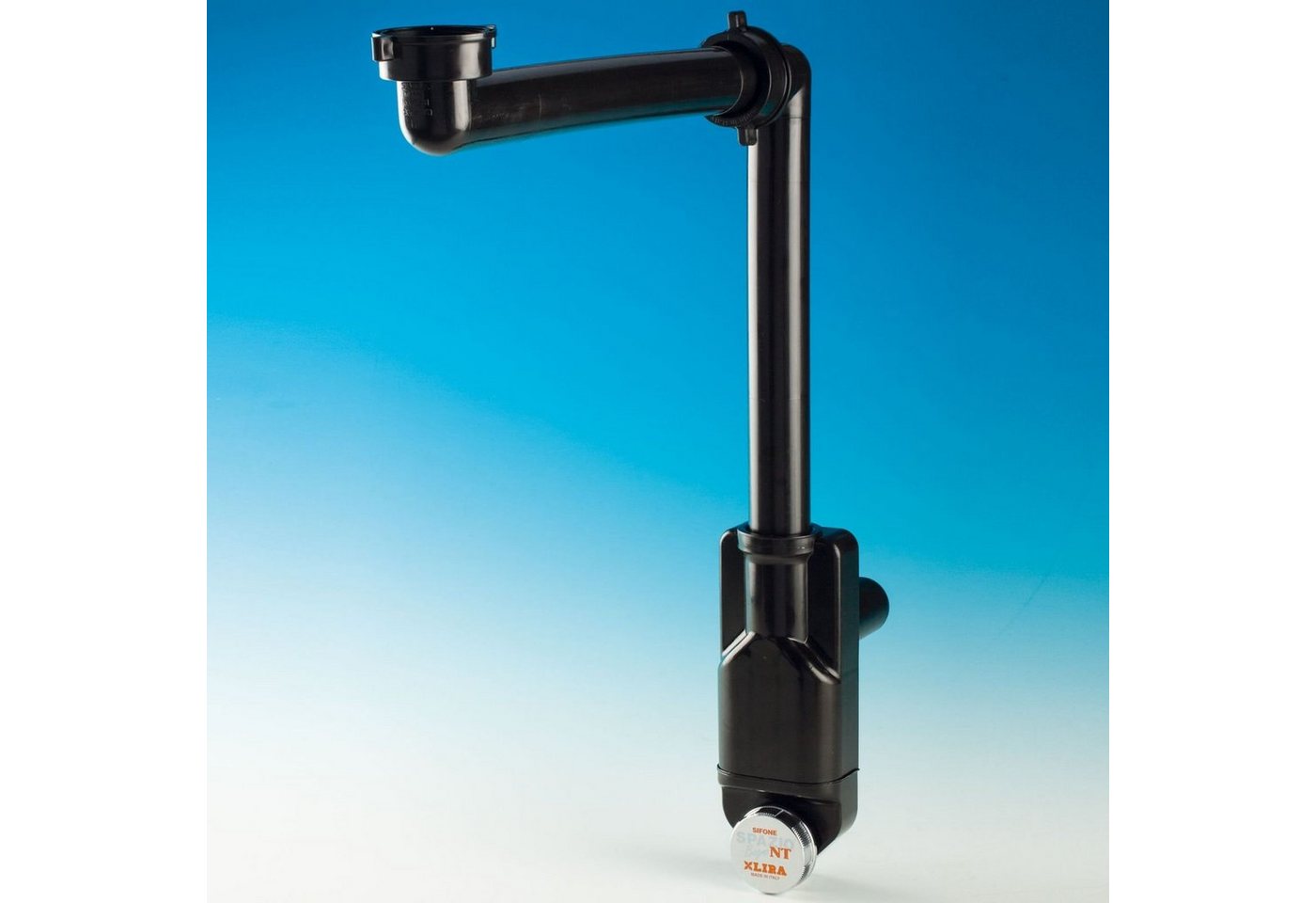 SO-TECH® Siphon Raumsparsiphon 32 - 40 mm Ablaufgarnitur f. Küche und Bad, Raumspar-Siphon schwarz mit Reinigungsöffnung von SO-TECH®