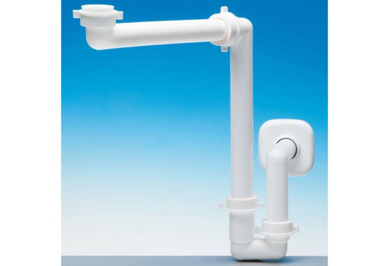 SO-TECH® Siphon Raumsparsiphon 32 - 40 mm Ablaufgarnitur f. Küche und Bad, Raumspar-Siphon weiß von SO-TECH®