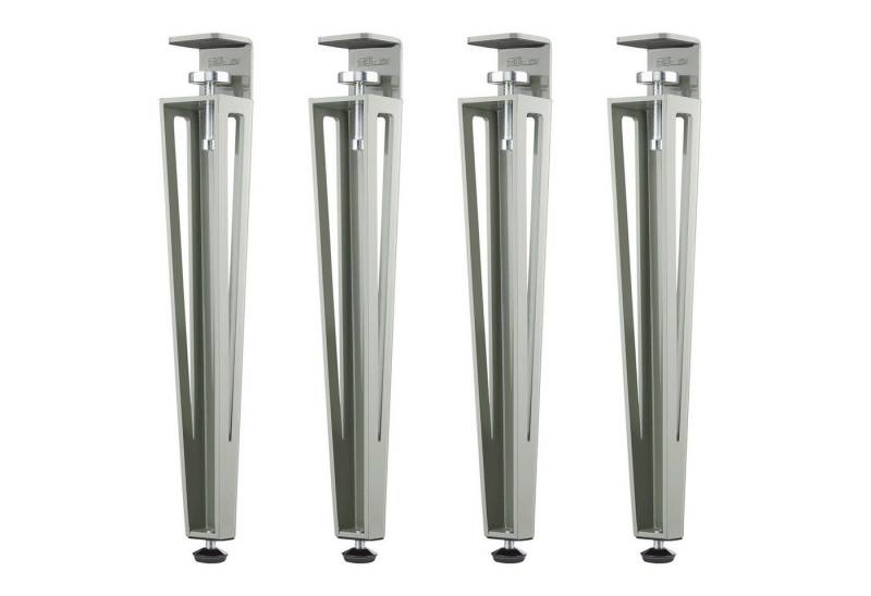 SO-TECH® Tischbein ColorLine in F-Form konisch zulaufend von 70 auf 40 mm, mit Klemmschraube (ohne Bohren) - grau - Höhe 464 mm - 4x von SO-TECH®