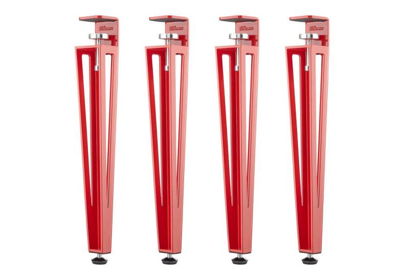 SO-TECH® Tischbein ColorLine in F-Form konisch zulaufend von 70 auf 40 mm, mit Klemmschraube (ohne Bohren) - rot - Höhe 464 mm - 4x von SO-TECH®
