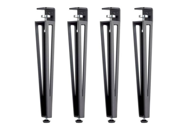 SO-TECH® Tischbein ColorLine in F-Form konisch zulaufend von 70 auf 40 mm, mit Klemmschraube (ohne Bohren) - schwarz - Höhe 464 mm - 4x von SO-TECH®