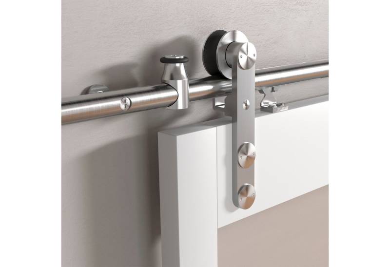 SO-TECH® Türbeschlag Schiebetür-Set MANSION Edelstahl, bis 80 kg Türgewicht (1 St), mit Softclose, seitlich anschraubbar, max. 1000 mm Türbreite von SO-TECH®