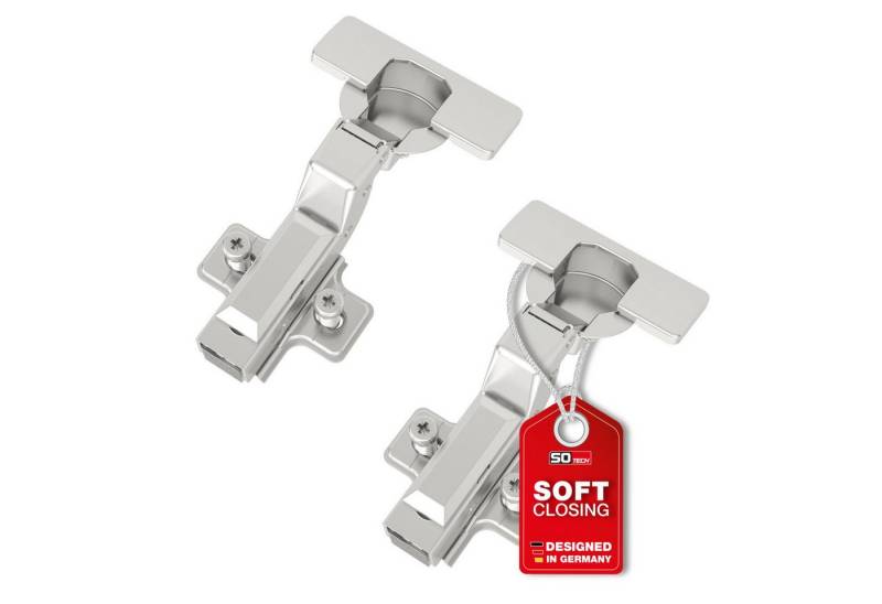 SO-TECH® Türbeschlag SMOOTH Topfband T45 Scharnier Innenanschlag Komplettset (2 St), 2er Set Standard gedämpft mit Kreuzplatte von SO-TECH®