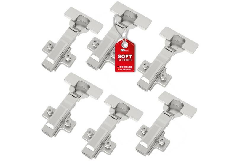 SO-TECH® Türbeschlag SMOOTH Topfband T45 Scharnier Eckanschlag Komplettset (6 St), 6er Set Standard gedämpft mit Kreuzplatte von SO-TECH®