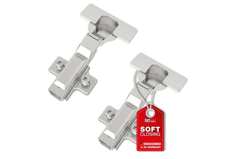 SO-TECH® Türbeschlag SMOOTH Topfband T45 Scharnier Mittelanschlag Komplettset (2 St), 2er Set Standard gedämpft mit Kreuzplatte von SO-TECH®