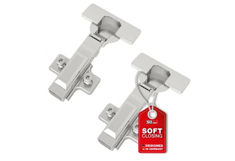 SO-TECH® Türbeschlag SMOOTH Topfband T52 Scharnier Eckanschlag Komplettset (2 St), 2er Set Standard gedämpft mit Kreuzplatte von SO-TECH®