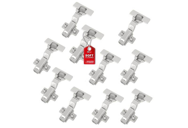 SO-TECH® Türbeschlag SMOOTH Topfband T52 Scharnier Innenanschlag Komplettset (10 St), 10er Set Standard gedämpft mit Kreuzplatte von SO-TECH®