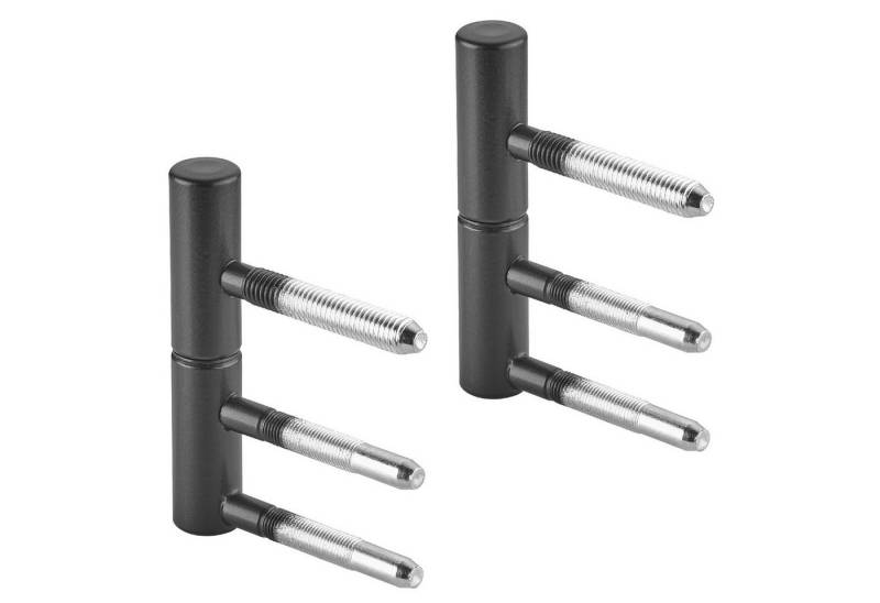 SO-TECH® Türbeschlag Türband OLAV Ø 15 mm schwarz pulverbeschichtet DIN-konform, 2tlg mit 3 Gewindebolzen, Stahl, bis 60 kg Tragkraft, 1 Paar von SO-TECH®