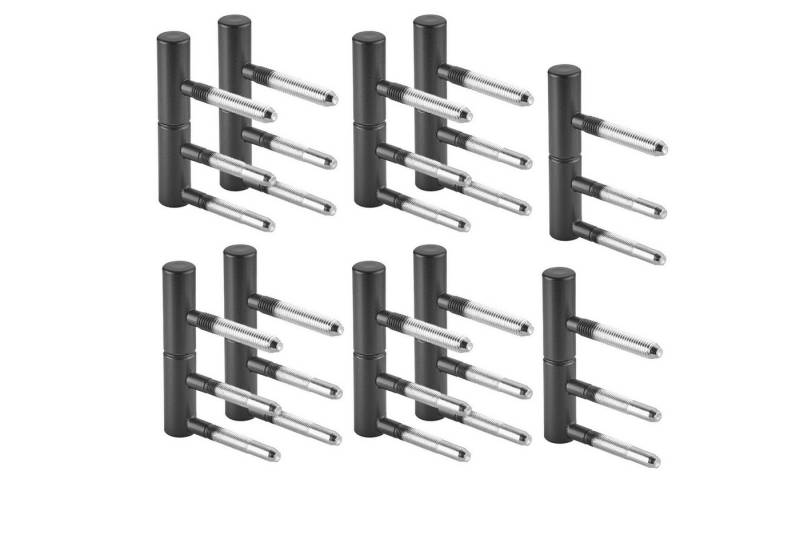 SO-TECH® Türbeschlag Türband OLAV Ø 15 mm schwarz pulverbeschichtet DIN-konform (Spar-Set), 2tlg mit 3 Gewindebolzen, Stahl, bis 60 kg Tragkraft, 5 Paar von SO-TECH®