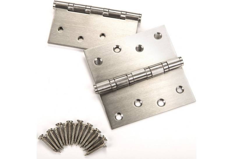 SO-TECH® Türbeschlag Türscharnier Edelstahl SS201 Aufschraubband kugelgelagert (4 St), 10 x 10 cm - Tragkraft 50 kg - mit Edelstahlschrauben von SO-TECH®