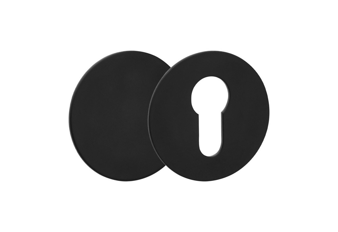 SO-TECH® Türbeschlag selbstklebende Edelstahl Tür-Rosetten mit 3M-VHB-Klebepad (2 St), PZ-Kleberosette + Blindrosette rund Ø 55 mm schwarz von SO-TECH®