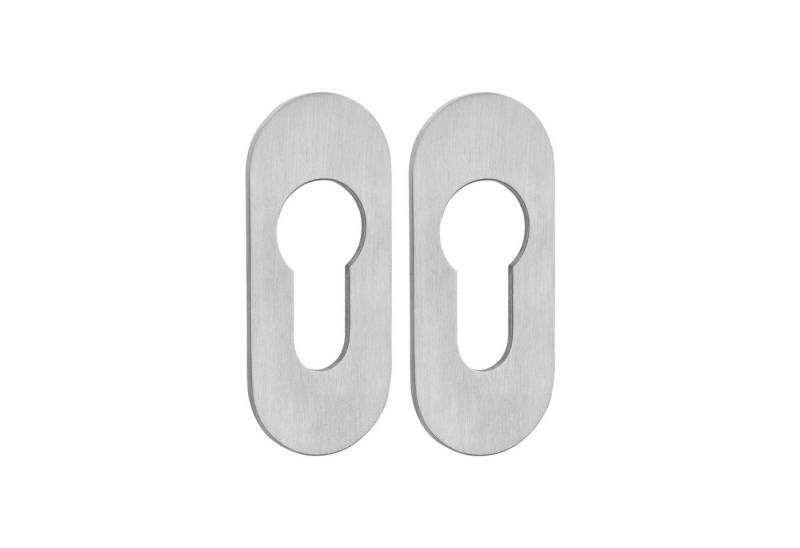SO-TECH® Türbeschlag selbstklebende Edelstahl Tür-Rosetten mit 3M-VHB-Klebepad (2 St), PZ-Kleberosetten oval 65 x 28 x 2 mm satiniert von SO-TECH®