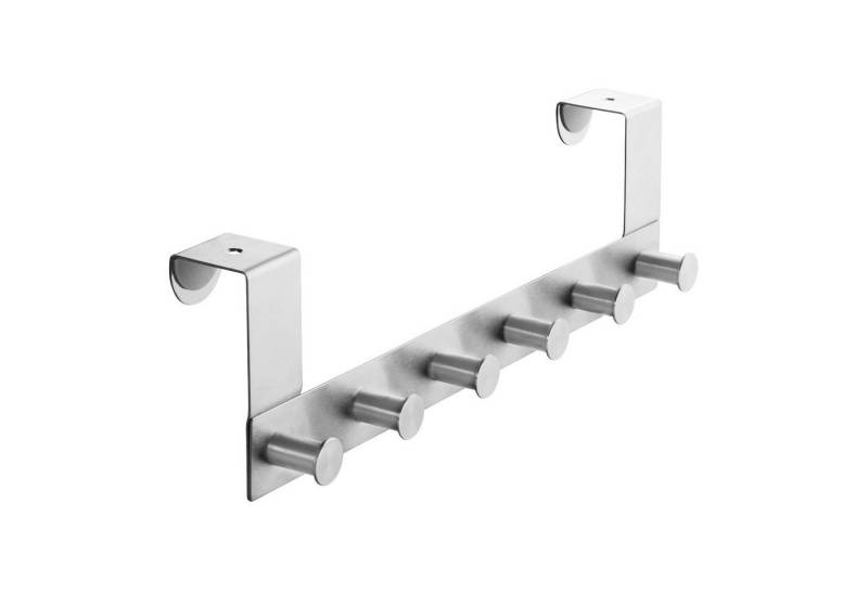 SO-TECH® Türgarderobe Garderobenleiste LINEA 380 x 110 mm, mit 6 Haken Türhaken, (Spar-Set, 2-St), Edelstahl matt gebürstet, für 40 mm Türen ohne Falz von SO-TECH®