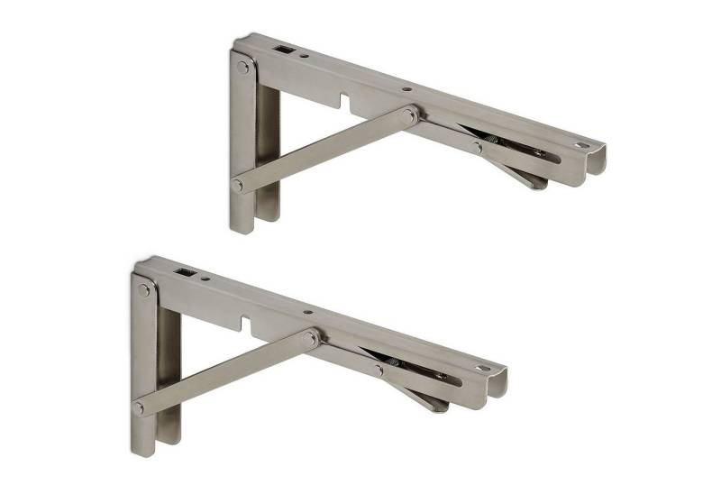 SO-TECH® Wandregalhalter 1 Paar Schwerlast Klappkonsolen Tragkraft bis 150 kg, Set, echt Edelstahl, Breite 25 mm, Höhe 120 mm, Tiefe 250 mm von SO-TECH®