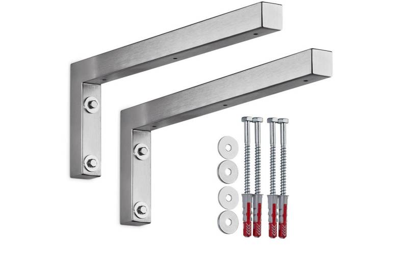 SO-TECH® Wandregalhalter Wandkonsole in L-Form robuste Regalkonsole zur Wandmontage, 2-tlg., 400 x 150 x 30 mm, Waschtischkonsole Edelstahl gebürstet von SO-TECH®