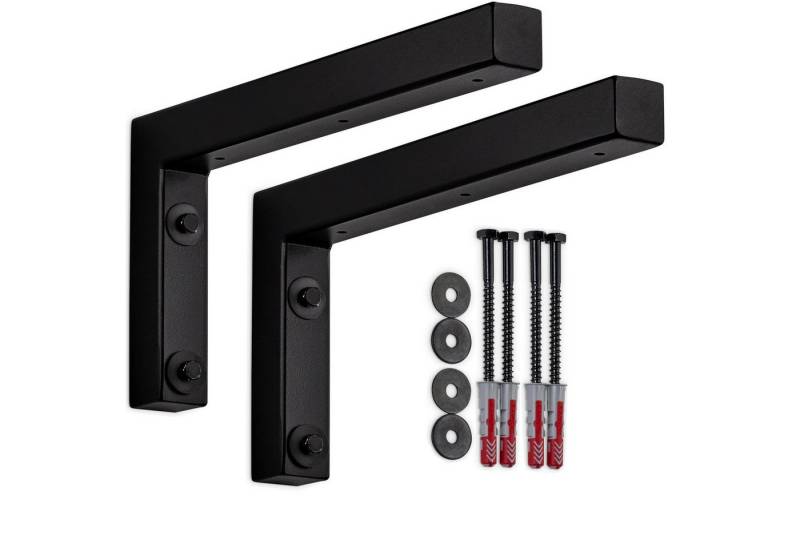 SO-TECH® Wandregalhalter Wandkonsole in L-Form robuste Regalkonsole zur Wandmontage, 2-tlg., 300 x 150 x 30 mm, Waschtischkonsole schwarz matt von SO-TECH®