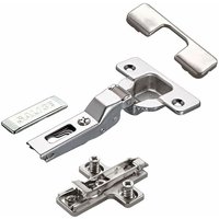2 x Salice Topfband 110° Serie 200 Bohrbild T45 Mittelanschlag inkl. Kreuz-Montageplatte Höhe 3 mm mit vormontierten Euroschrauben, von SO-TECH