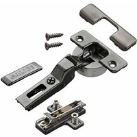 2 x Salice Topfband Serie 700 Titanium anthrazit mit Dämpfungssystem im Topf 110° T48 Mittelanschlag mit Kreuz-Montageplatte Höhe 6 mm mit von SO-TECH