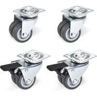 4er Set Doppel-Lenkrolle Ø 50 mm 2x Bremse + 2x ohne Bremse von SO-TECH