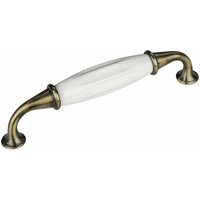 5er Pack - Porzellangriff johanna ba 128 mm Antik-Messing-Weiß von SO-TECH