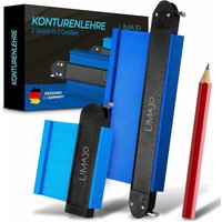 Premium Konturenlehre groß mit Feststeller aus Metall 2er Set 25 & 12cm Profi Lehre mit doppel Klemmung für Perfekten halt Konturlehre für von SO-TECH