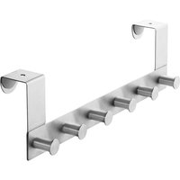 SOTECH Garderobenleiste LINEA 380 x 110 mm, mit 6 Haken Türhaken Edelstahl matt gebürstet, für 40 mm Türen ohne Falz 1 Stück von SO-TECH