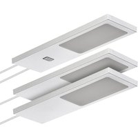 SOTECH LED-Möbelleuchte GIULIA II mit / ohne Sensor silbergrau, 4000K neutralweiß inkl. Trafo & Verteiler, 3er Set von SO-TECH