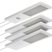 SOTECH LED-Möbelleuchte GIULIA II mit / ohne Sensor silbergrau, 4000K neutralweiß inkl. Trafo & Verteiler, 4er Set von SO-TECH
