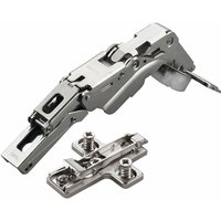 2 x Salice Topfband 155° Serie 200 (Null-Einsprung) mit Dämpfer im Topf Bohrbild T52 Eckanschlag mit Kreuz-Montageplatte Höhe 3 mm mit Euroschrauben, von SO-TECH