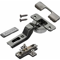 2 x Salice Topfband Serie 700 Titanium anthrazit mit Dämpfer im Topf 110° T48 Innenanschlag inkl. Kreuz-Montageplatte Höhe 3 mm mit von SO-TECH