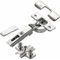 2 x Salice Topfband Serie 700 mit Dämpfer im Topf 110° Bohrbild T45 Eckanschlag inkl. Kreuz-Montageplatte Höhe 3 mm mit Euroschrauben, von SO-TECH