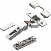 2 x Salice Topfband Serie 700 mit Dämpfer im Topf 110° Bohrbild T45 Eckanschlag inkl. Linear-Montageplatte Höhe 3 mm mit Euroschrauben, von SO-TECH