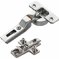 2 x Salice Topfband Serie 700 mit Dämpfer im Topf 110° Bohrbild T45 Mittelanschlag inkl. Kreuz-Montageplatte Höhe 6 mm mit vormontierten von SO-TECH