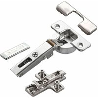 2 x Salice Topfband Serie 700 mit Dämpfer im Topf 110° Bohrbild T52 Eckanschlag inkl. Kreuz-Montageplatte Höhe 6 mm mit Euroschrauben, von SO-TECH