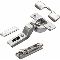 2 x Salice Topfband Serie 700 mit Dämpfer im Topf 110° Bohrbild T52 Innenanschlag inkl. Linear-Montageplatte Höhe 3 mm mit Euroschrauben, von SO-TECH