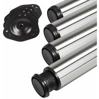 4 Stück Tischbeine Höhe 870 mm ø 76 / 80 mm echt Edelstahl gebürstet belastbar bis 300 kg (75 kg pro Stück), Möbelbeine mit 32 mm Höhenverstellung von SO-TECH
