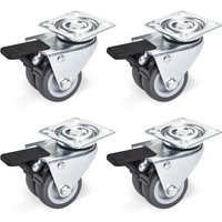 So-tech - 4er Set Doppel Lenkrolle mit Bremse 50 mm, Tragkraft 400 kg, nutzbar als Rollen für Möbel, Palettenmöbel oder als Transportrolle, von SO-TECH