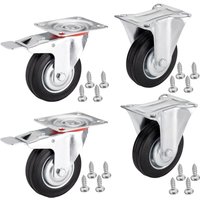 So-tech - 4er set sotech Transportrollen ø 125 mm (2x Bockrollen, 2x Lenkrollen mit Bremse) Höhe 151 mm, Anschraubplatte 100 x 82 mm Traglast bis 440 von SO-TECH