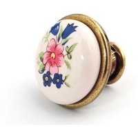 Porzellanknopf kari ø 28 mm Messing Antik - Blume von SO-TECH