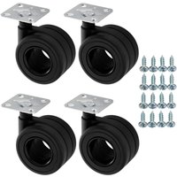 So-tech - sotech 4 Stück Möbelrollen köln ø 65 mm schwarz Lenkrolle inkl. Schraubenset Belastbarkeit bis 240 kg (60 kg pro Transportrolle) von SO-TECH