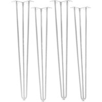Sotech 4 Stück Tischbeine Haarnadelbeine mit Bodenschutz Stahl 3 Streben Montageplatte 12x12cm weiß lackiert Höhe 710 mm (Moniereisen) von SO-TECH