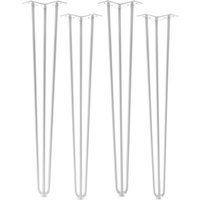 Sotech 4 Stück Tischbeine Haarnadelbeine mit Bodenschutz Stahl 3 Streben Montageplatte 12x12cm weiß lackiert Höhe 710 mm (Rundstahl) von SO-TECH