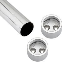 Sotech Schrankstangenset 800 mm zylindrisch Garderobenstange Chrom poliert bestehend aus Kleiderstange inkl. 1 Paar zylindrischen Schrankstangenlager von SO-TECH