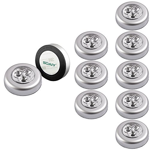 SOAIY 10er-Set LED Touch Lampe Nachtlicht Batteriebetrieben selbstklebend Küchenlampen Schrankleuchten von SOAIY