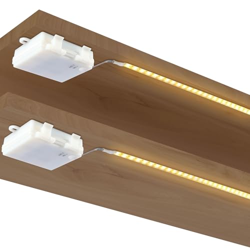 SOAIY 2er-Set LED Streifen Batterie 1M 60LEDs Lichtband Warmweiß Batteriebetrieben Schrankbeleuchtung LED Band für TV Dekoration Küche Kleiderschrank Bett Schlafzimmer von SOAIY
