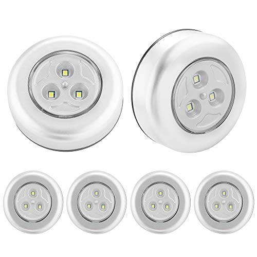SOAIY 6er-Set Stick&Push SMD LED Touch Lampe selbstklebend Unterbauleuchte Batteriebetrieben Druckleuchte Küchenlampe Schrankleuchte Mobile Klebelampe für Küche Treppe Schrank Camping Kaltweiß von SOAIY