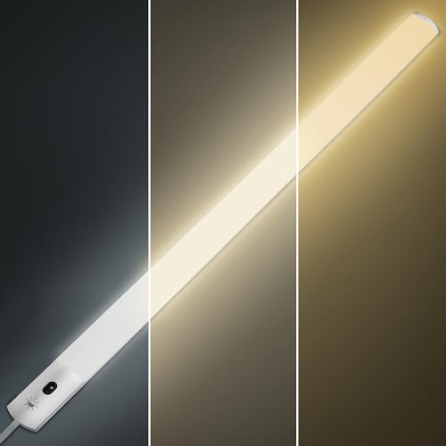 SOAIY LED Unterbauleuchte Küche 60CM Helligkeit einstellbar 3 Lichtfarben 2700/4000/6500K Schrankbeleuchtung mit USB Netzteil An/Aus mit Handbewegung Lichtleiste Küchenlampe 1,5M Zuleitung von SOAIY